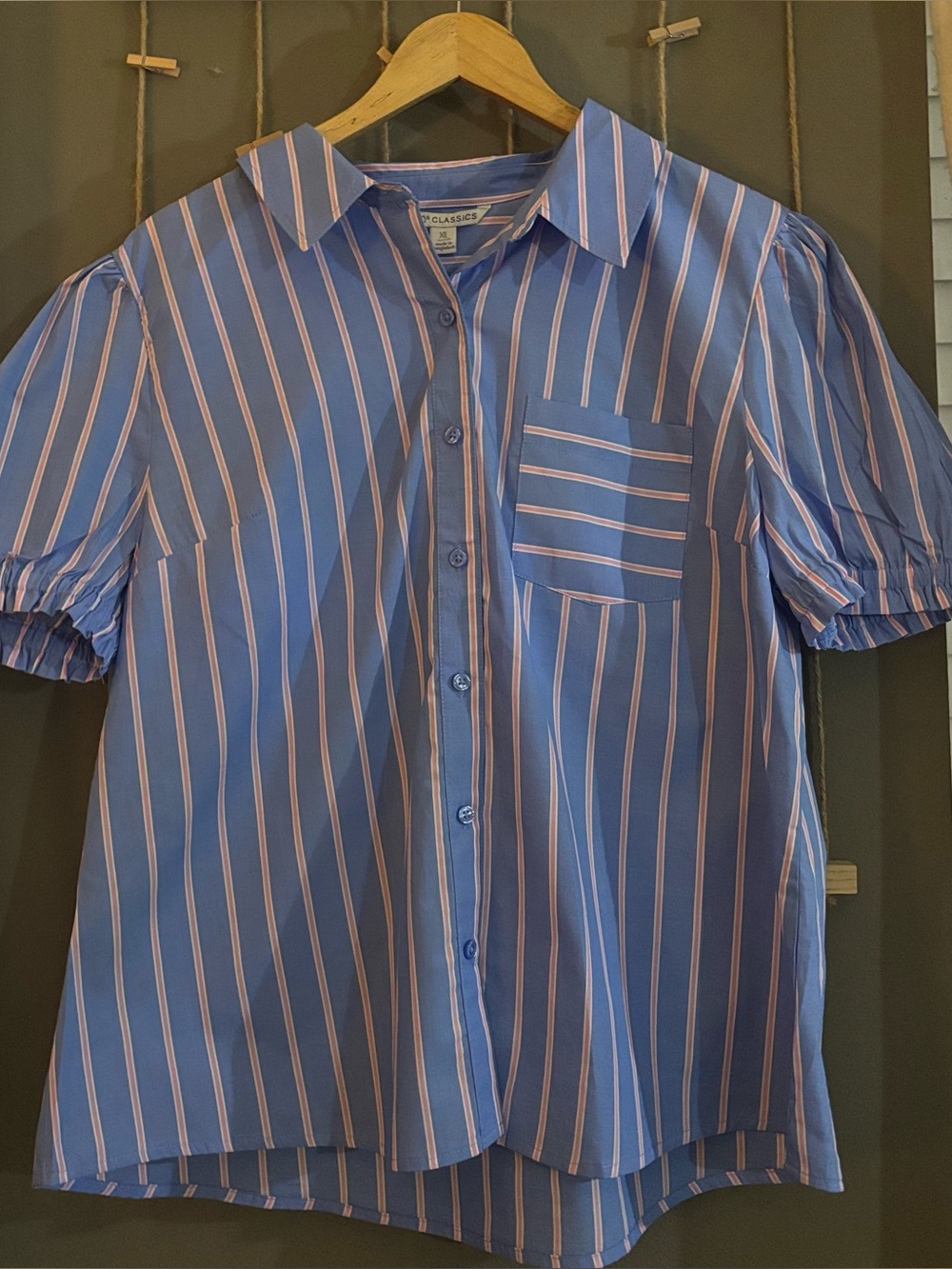 Cato Classic Blue & Pink Stripe Button-Down Shirt